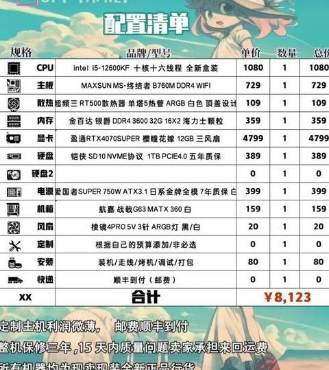 组装电脑配置清单及价格